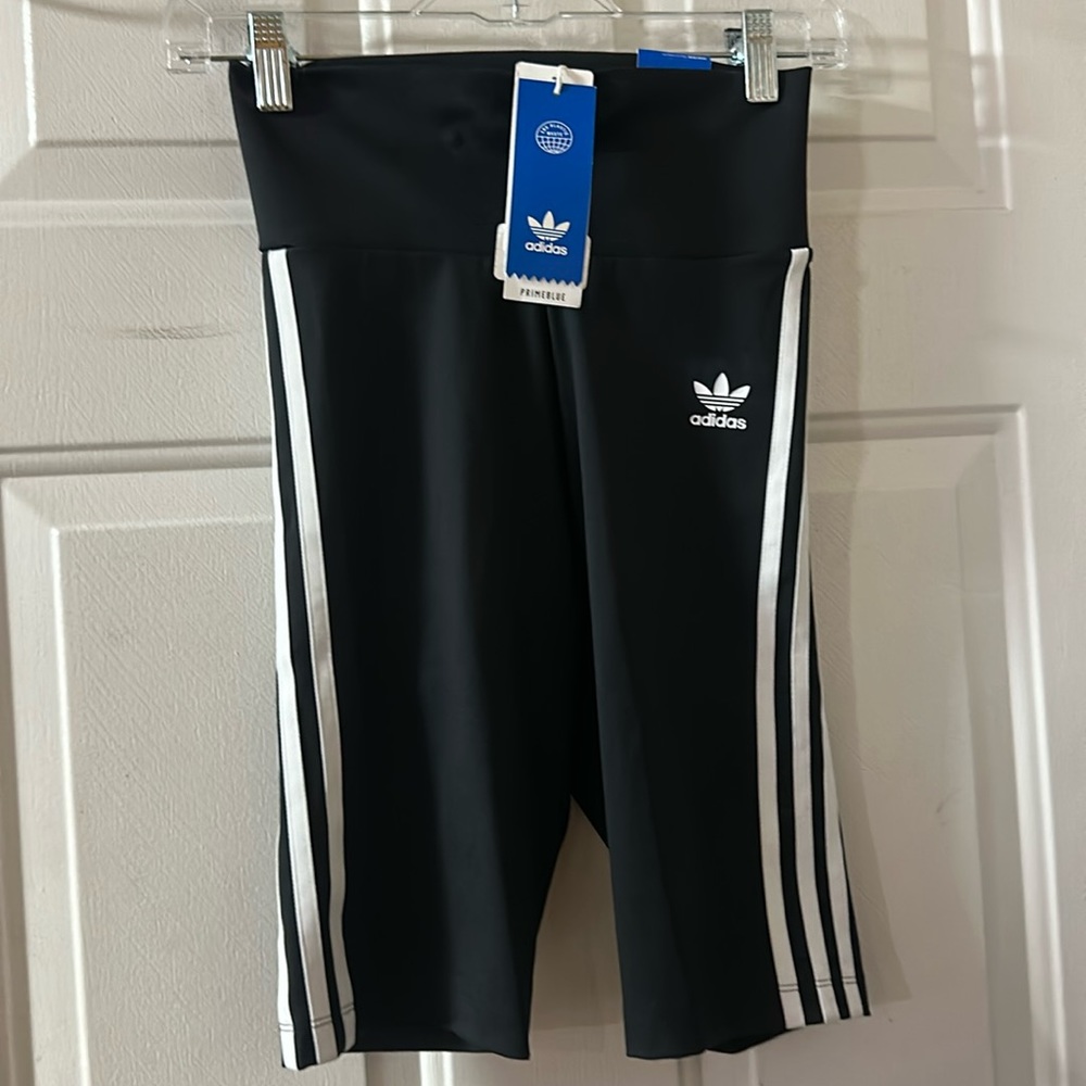 adidas Originals 3-Stripes High Waist Bike Short: BLACK/WHITE: NEW WITH TAGS: XS